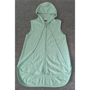 Jack & Jo 100% Cashmere Zip Up Hoodie Sleeveless Women's Sz Large Blue